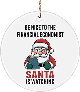 Financial Economist Christmas Ornament, Funny Gifts for Coworker Market Economist Employee Economic Analyst, Santa Ornament for Tree, Xmas Party Decor, 3-Inch Round Ceramic