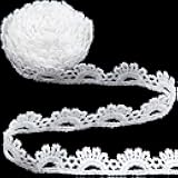 10 Yards White Lace Trim, Vintage Crocheted Lace Ribbons, Embroidery Scalloped Edge Laces for DIY Crafts, Bouquet, Sewing, Wedding, Wrapping, Decoration (0.63