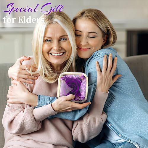 Miniatura 6 de AK KYC Flor preservada, rosa, flores eternas, regalos para el día de San Valentín, incluye un exquisito collar y aretes para esposa, novia, para