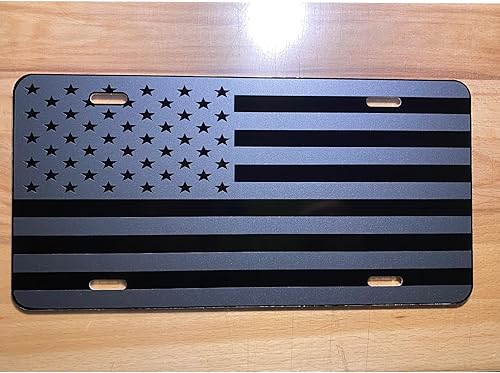 Miniatura 2 de Placa táctica de aluminio resistente con bandera estadounidense de Estados Unidos, color gris oscuro sobre negro S2