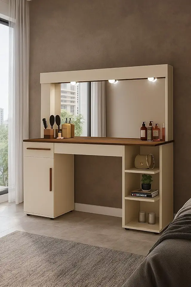 Penteadeira Camarim Luxo Moderna Com Espelho Incluso Cj