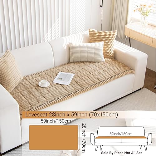 Miniatura 8 de Funda de sofá para perros, lavable, funda de sofá para sofá de 3 cojines, protector antideslizante apto para mascotas, (café, 27.6 x 59.06 pulgadas)