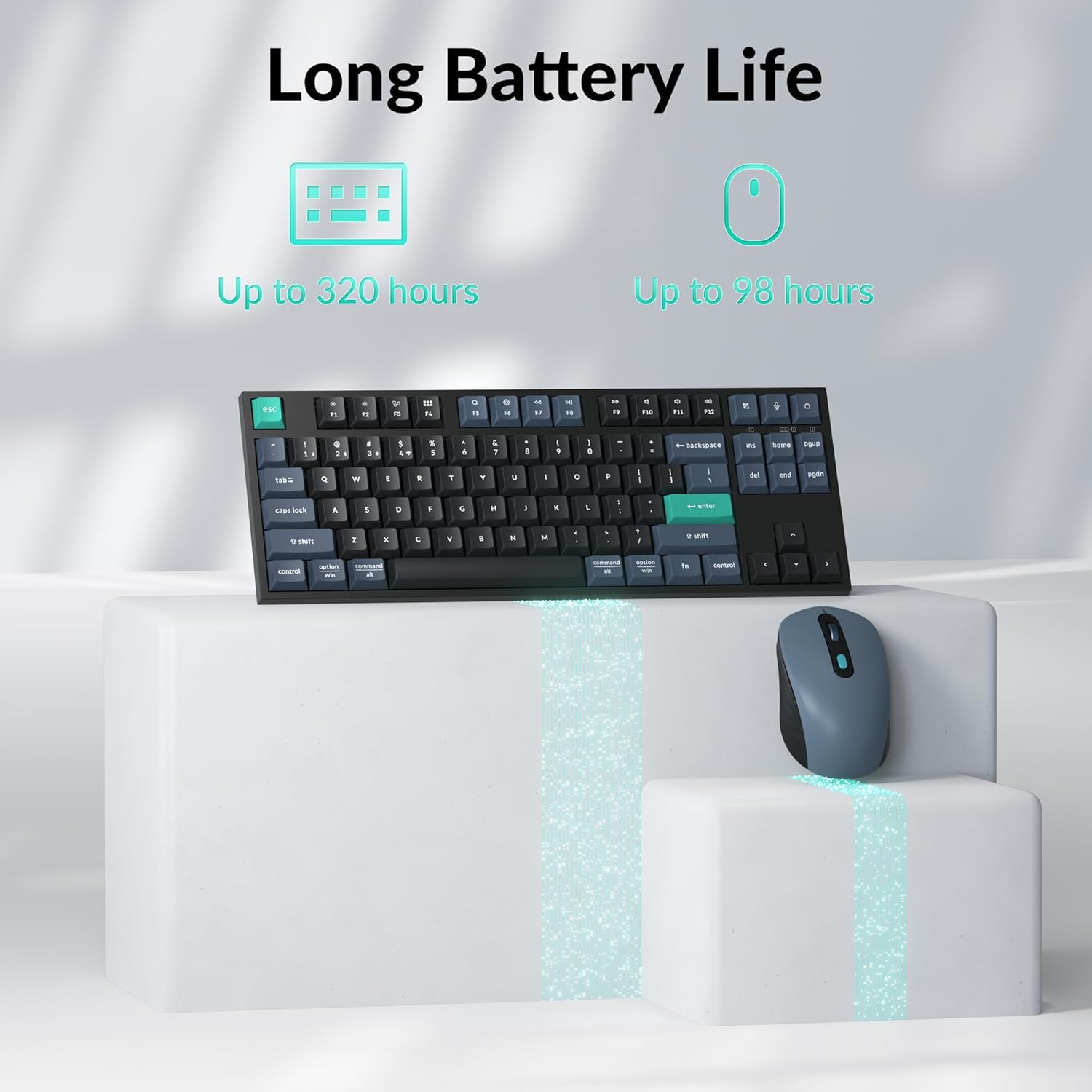 Keychron B33 Wireless Keyboard & BM25 Mouse Combo, 2.4 GHz/Bluetooth 5.2/Wired, 80% TKL Silent Portable Ergonomic Keyboard Adjustable DPI Mouse, Unifying Receiver for macOS Windows Linux