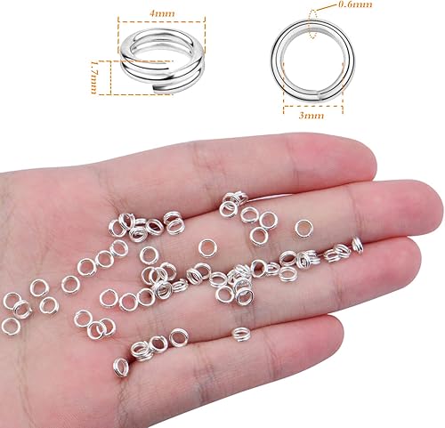 Vista 58 de Aylifu 200 anillos de metal divididos, anillos de salto de doble bucle chapados en níquel de 0.63 pulgadas, pequeños anillos de llavero de cristal