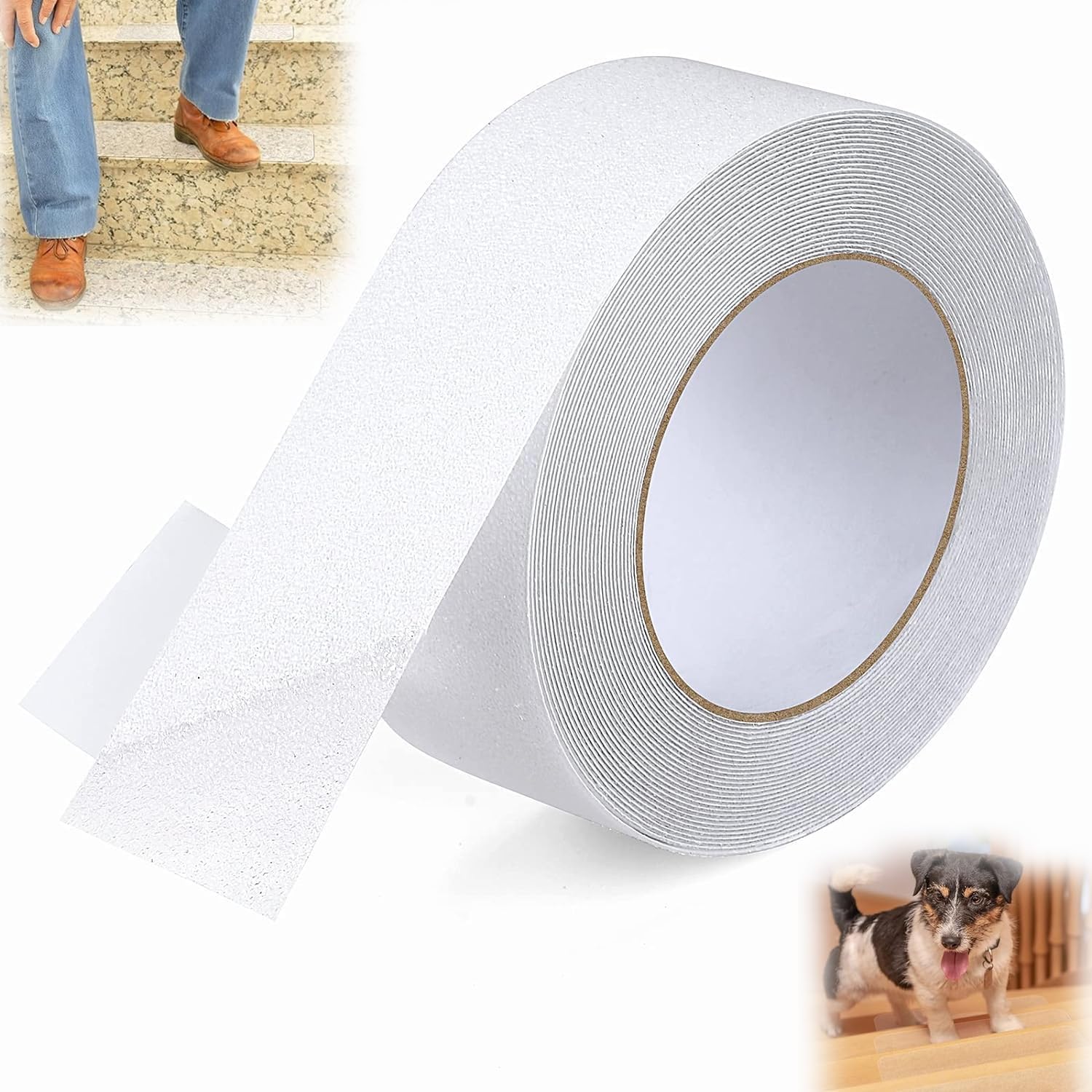 SYOSI Anti Slip Tape, Non Slip Stair Tape for Steps Indoor Waterproof, Clear Safety Slip Traction Grip Tape for Tubs, Stairs, Boats (Transparent, 2 Inch x 33 Feet)