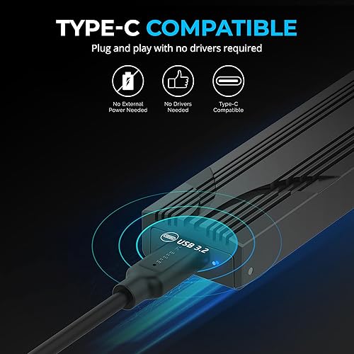 Miniatura 2 de SABRENT Carcasa USB C NVMe, Carcasa SSD M.2 sin herramientas para 2230-2280, adaptador USB 3.2 Gen 2 de 10 Gbps, refrigeración de aluminio, carcasa
