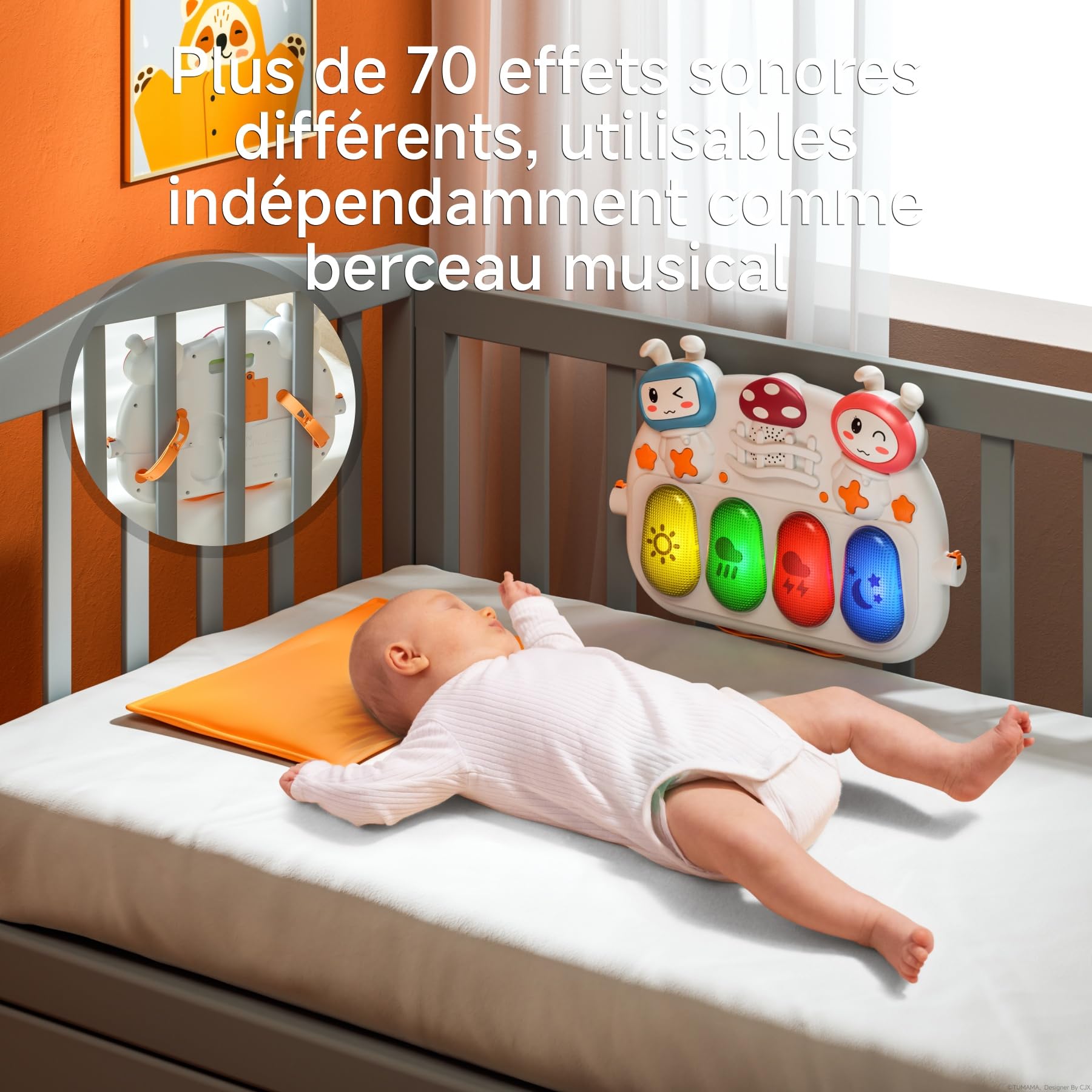 TUMAMA KIDS 4 en 1 Tapis Jouets D'éveil Spieldecke pour Bébé Avec 70+ Musique, Tapis et de Musical Jeux bébé piano Turnmat Fitness Activités Spielmat mit 4 Rasseln und Spielbogen 0 1 3 6 9 mois