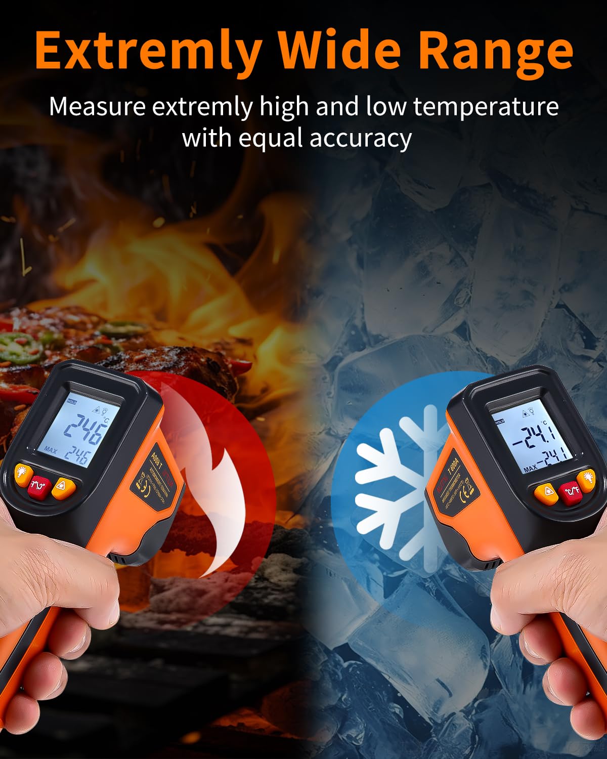 Termómetro Infrarrojo Digital -50℃~600℃ Pistola Temperatura Láser Sin Contacto con Pantalla LCD