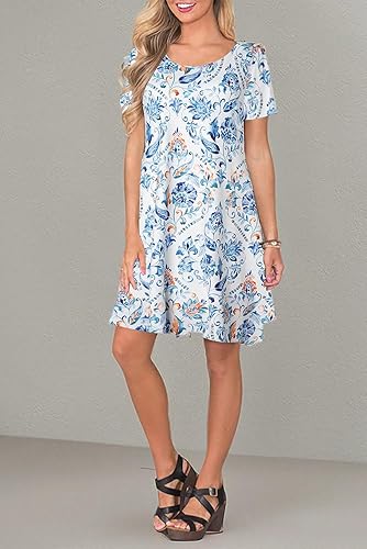 Miniatura 5 de FZ FANTASTIC ZONE - Vestido informal de verano para mujer, estilo camiseta, holgado, de manga corta y con bolsillos