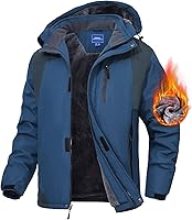 Vista 13 de Chaqueta de esquí para hombre, impermeable, con forro de vellón, abrigo de nieve cálido, cortavientos, con capucha, para el invierno