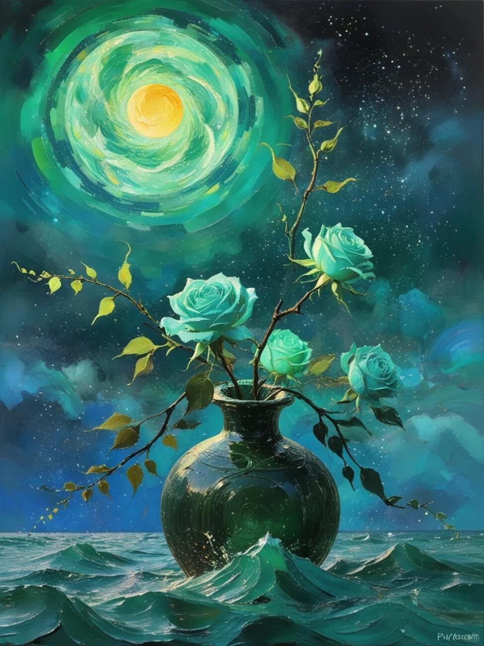 Henypt Cross Stitch Kits for Adults Roses and the Starry Sky Flowers DIY Needlepoint Set for Beginners The Elderly with Accessories Home Wall Decoration 14CT 30x40cm