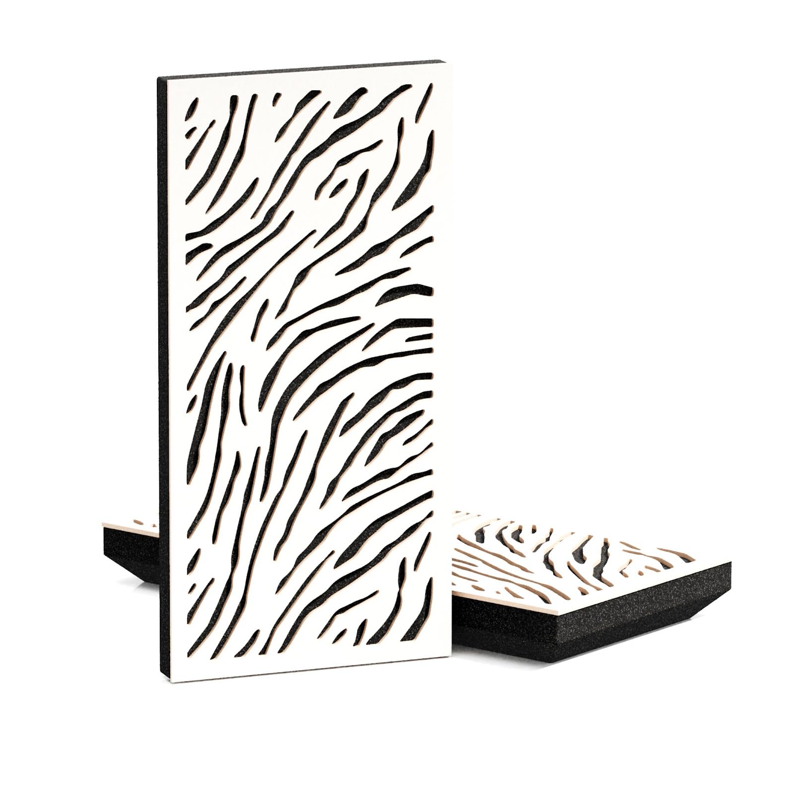 4 Pack — Narrow Acoustic Decorative Panel | 50x25cm | Home Interior Sound Absorption & Echo Control | Organic Modern Design | Model-Thickness-Color: [K4 - 33mm | White]