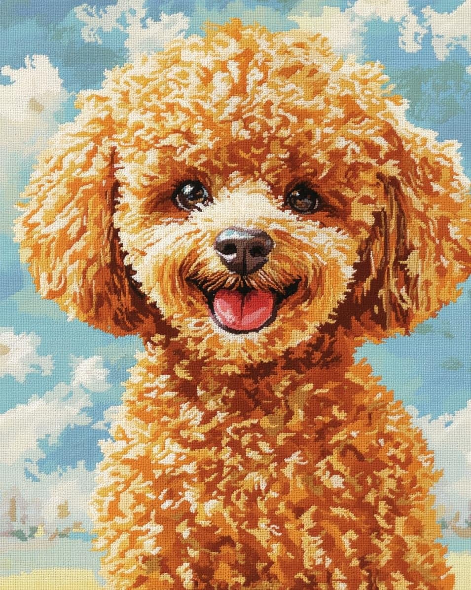 WallustrioaW DIY Stamped Cross Stitch Kits for Beginners,Poodle Animal Dog,11CT Needlepoint Embroidery Cross Stitch Kits Art Craft Wall Decoration,40x50cm
