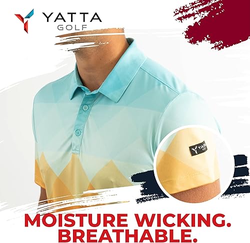 Miniatura 4 de YATTA GOLF - Mens Golf Shirt Moisture Wicking Quick-Dry Short Sleeve - Standout Performance Casual Polo Shirts for Men
