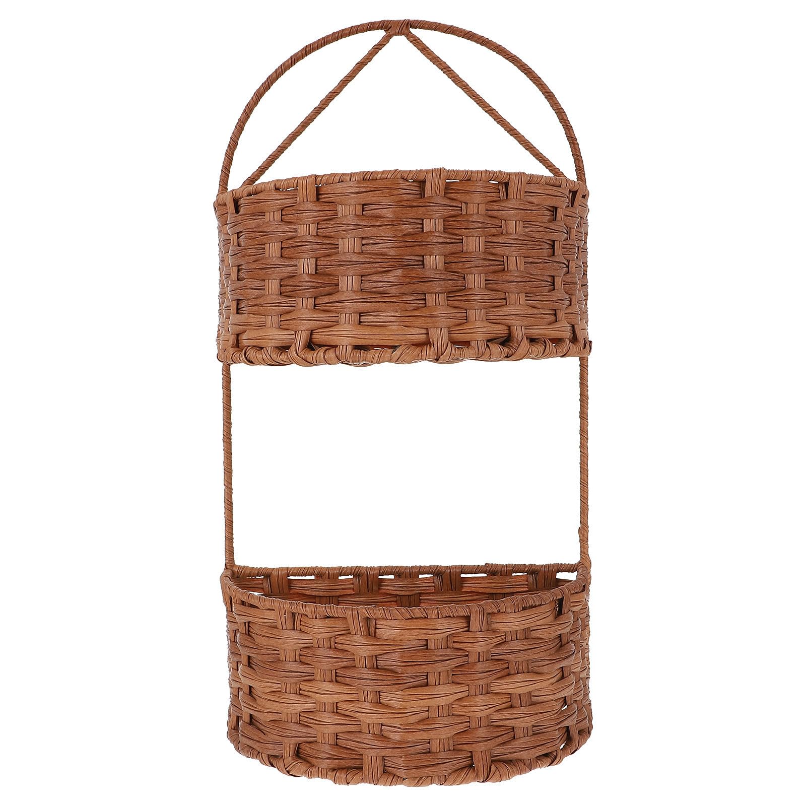 Panier de rangement mural double couche en fer et plastique