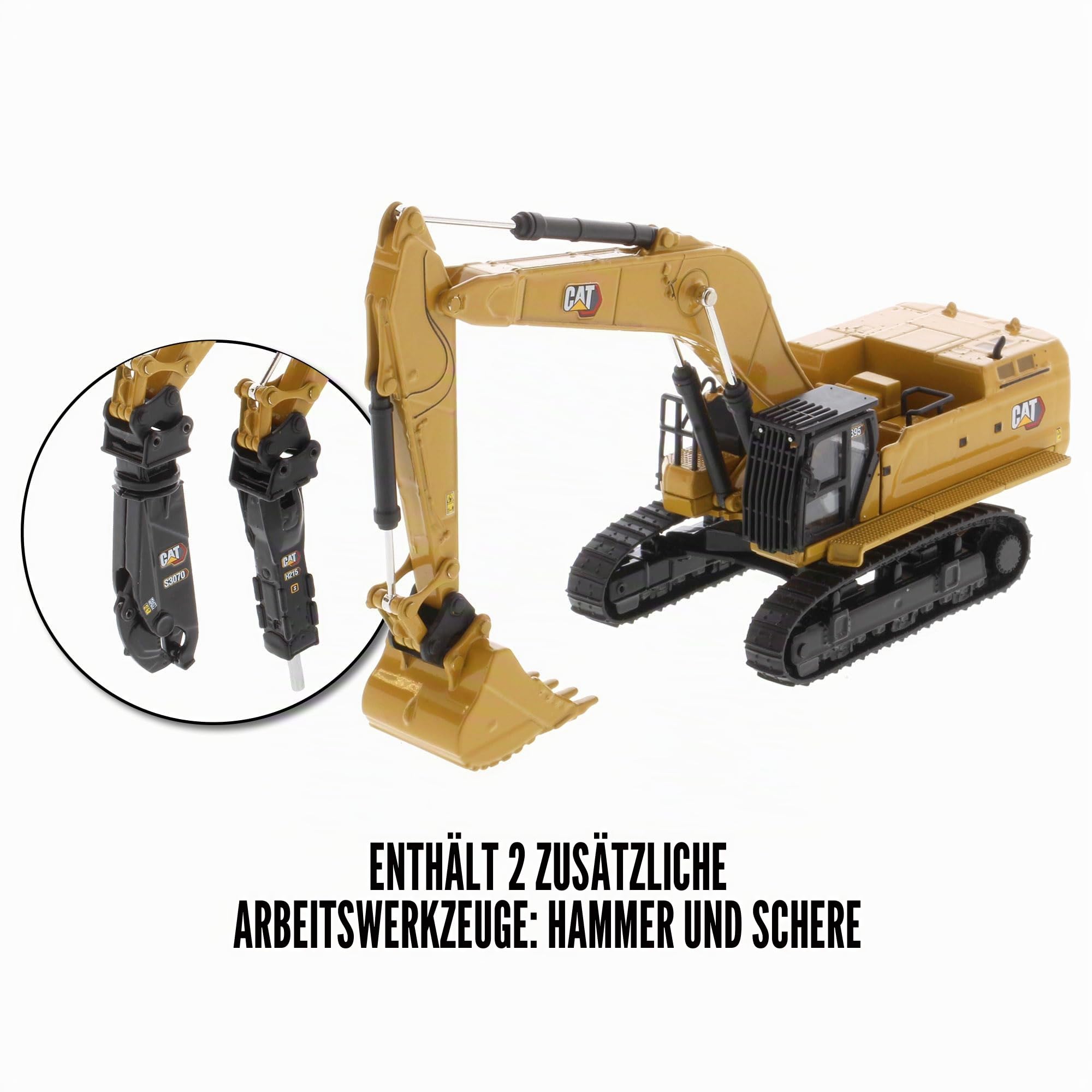 Diecast Masters Caterpillar Bagger mit extra Werkzeuge Cat 395 GP, Maßstab 1:87, ca. 5,1 x 7,6 x 16,2 cm, ab 14 Jahren