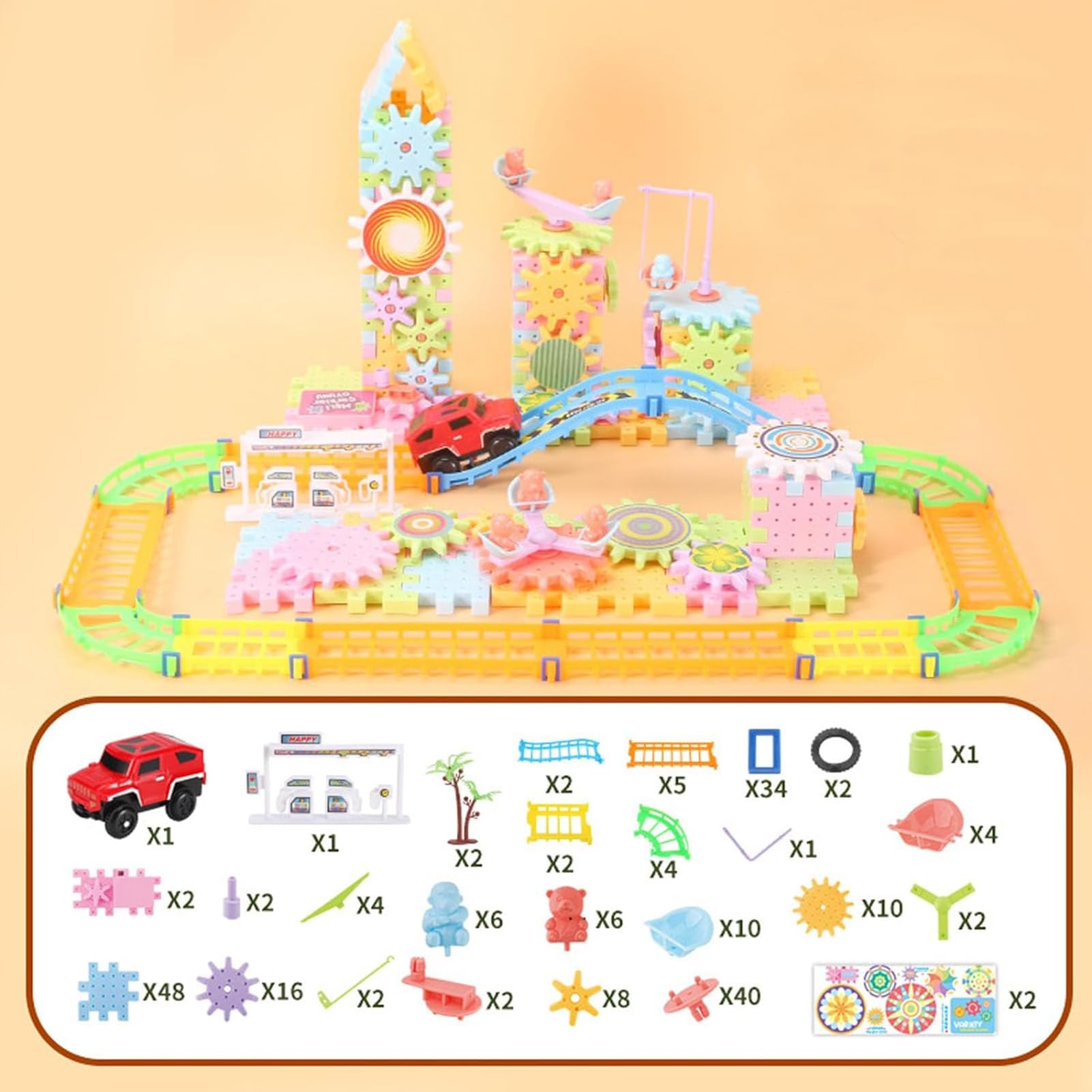 Giocattoli per Ingranaggi per Bambini - Giocattoli educativi con Ingranaggi rotanti - Puzzle Fai-da-Te riutilizzabili di Ingranaggi didattici ad Incastro per Bambini dai 3 Anni