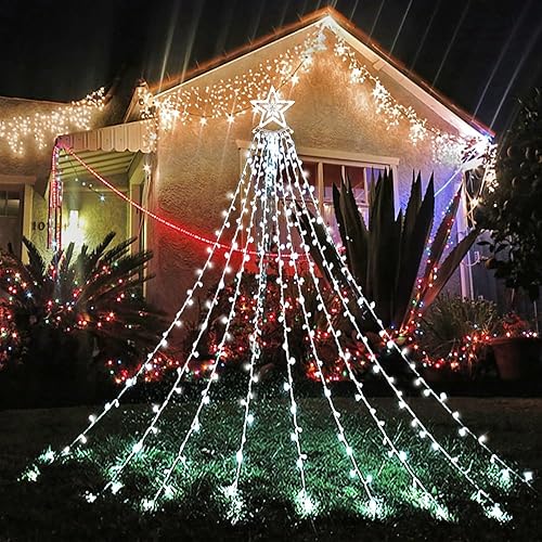 Miniatura 5 de Decoraciones de Navidad para exteriores, 12.6 pies, 350 LED, 8 modos, luces de Navidad para exteriores, luces de Navidad para casa, patio, porche,