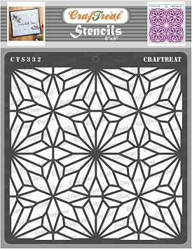 CrafTreat Reusable Geometric Pattern Stencils for Painting on Wood, Tile, Canvas, Paper, Fabric and Floor - Geometric Flowers Stencil - 6x6 Inches - DIY Art and Craft Stencils Pattern for Painting