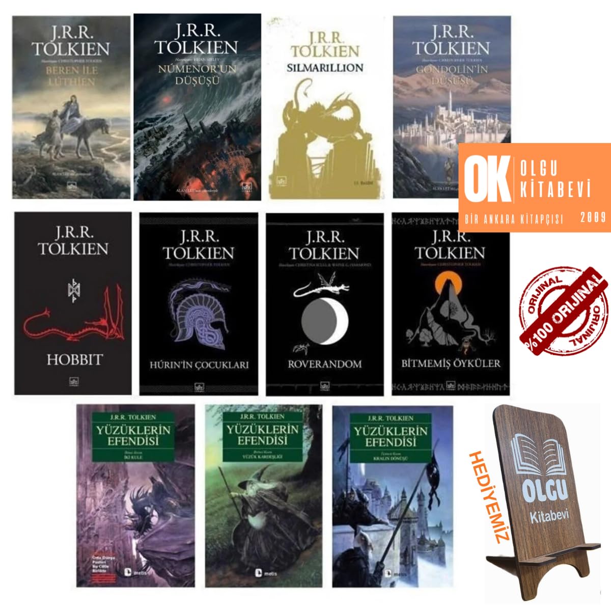 Yüzüklerin Efendisi + Hobbit + Silmarillion + Bitmemiş Öyküler - Numenor'un Düşüşü - Gondolin’in Düşüşü - Beren ile Luthien - Hurin'in Çocukları - Roverandom / 11 Kitap full Set- J. R. R. Tolkien