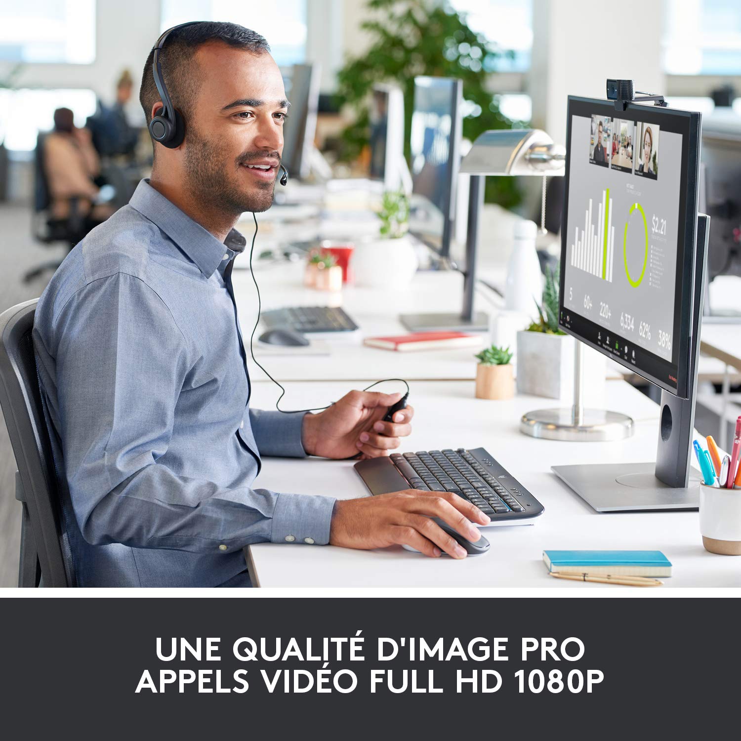Image secondaire de Logitech C920 Pro Webcam Streaming HD, Appels Vidéo Full HD 1080p à 30ips, Son Stéréo, Correction d'Éclairage HD, Compatible ave