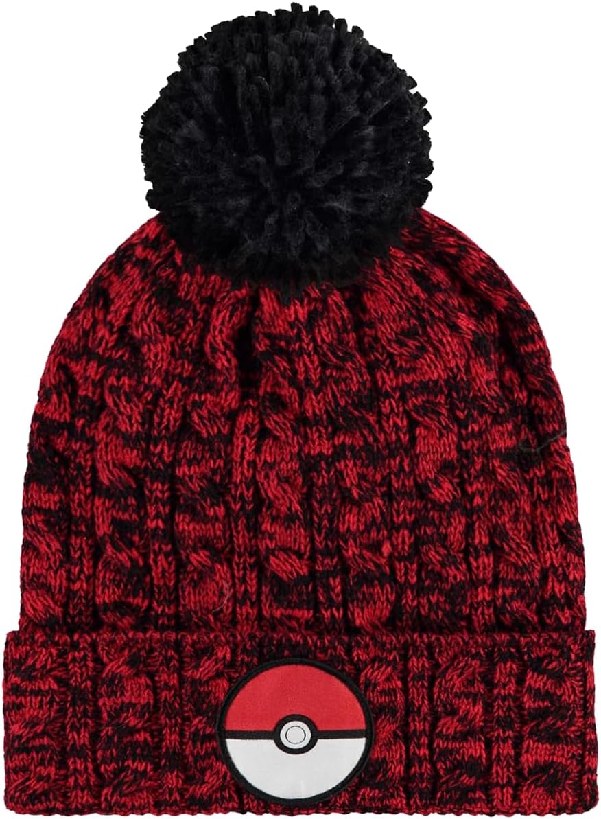 Pokemon Beanie And Knitted Gloves Poke Ball Logo Official Red Gift Set