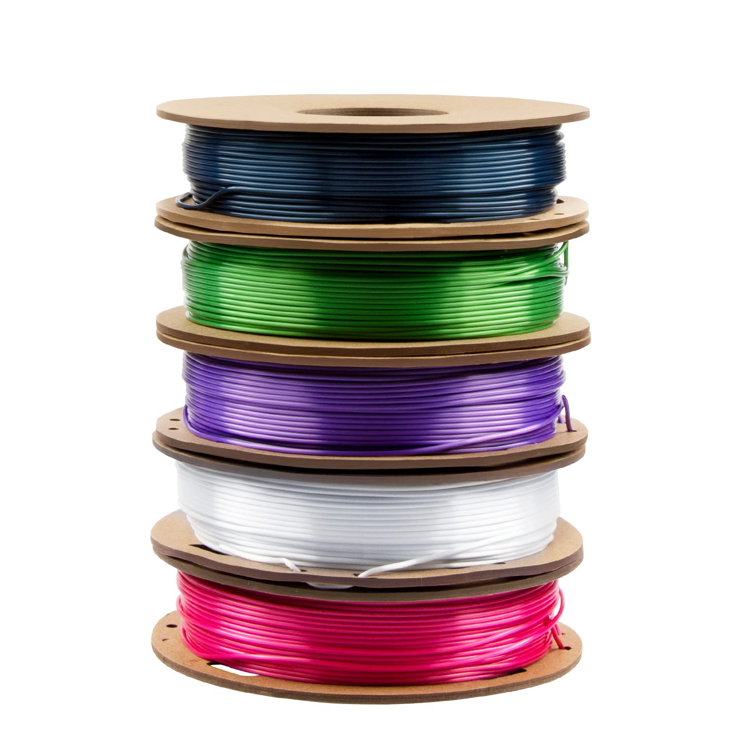 Ultra Silk+ PLA Filament 1.75mm Combipack, TINMORRY 3D Drucker Filament, Nettogewicht 1.25 kg, Perlweiß, Blau, Rosenrot, Grün, Violett