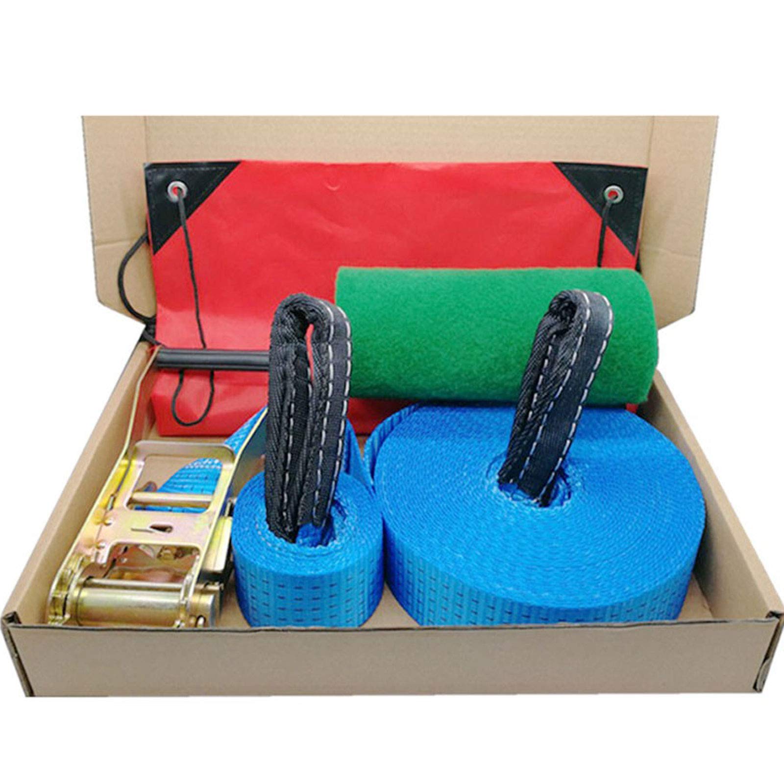 Slackline - Kit para fitness al aire libre, cuerda de equilibrio de fácil instalación con protector de árbol, ancho de banda de 5 cm, ideal para principiantes y niños
