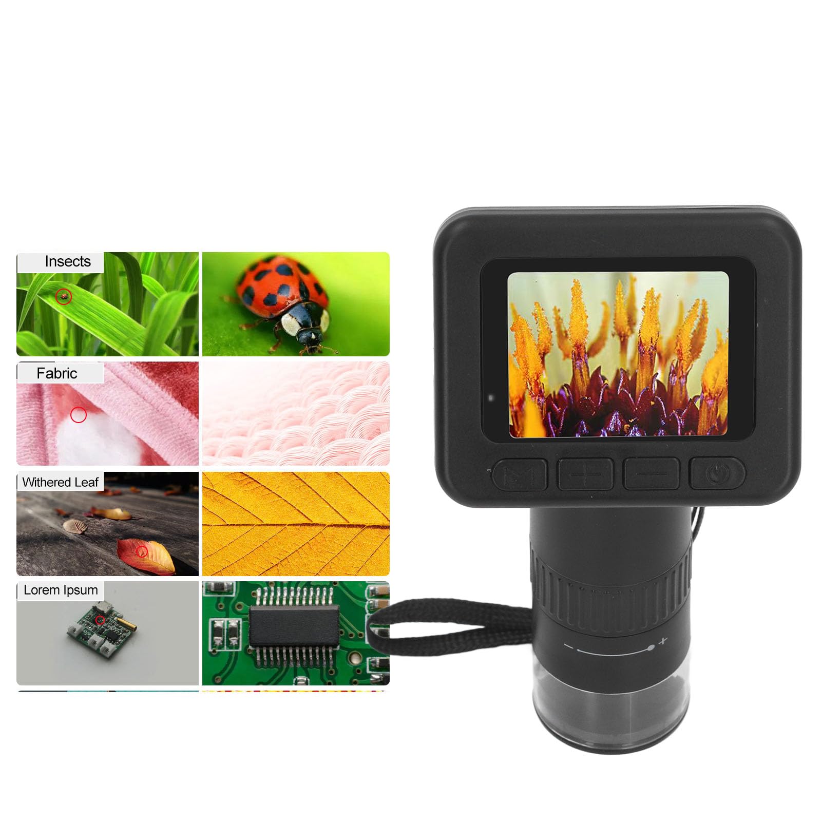 1000X Microscopio Digitale USB Connetti Al Microscopio Portatile PC con Schermata IPS 2 Pollici Video 1080p 8 Luci a LED per Piante di Gioielli Rocce per gli Studenti Hobbisti