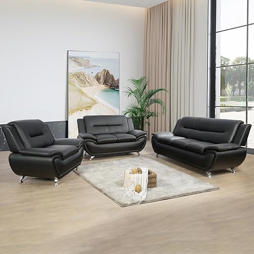 Miniatura 8 de Juego de sofá y sofá biplaza, juego de sofá de piel sintética, juego de muebles de sala de estar, juego de sofás blancos para sala de estar,