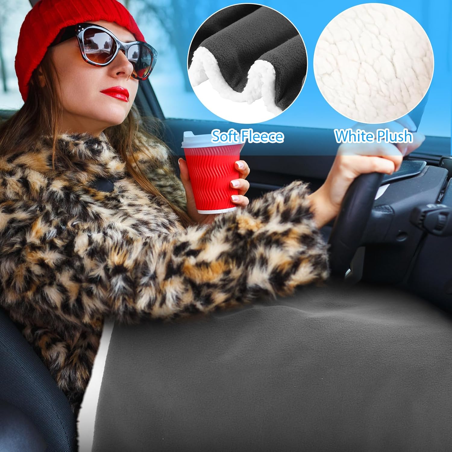 2 Pack Heated Car Blanket,12 Volt 3 Heating Levels 60" X 43" Electric Blanket Adjustable Temperature Portable Heated Throw for Car SUV RV Camping Winter Cold Weather (Gray) - Image 5