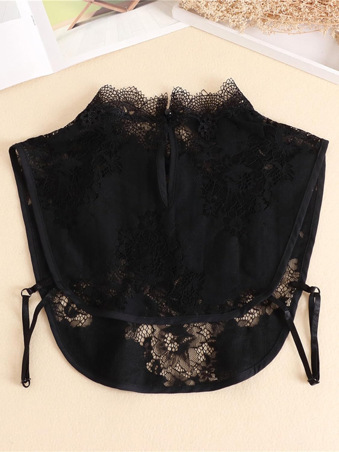 Detachable Lace Dickey Collar Shirt – Elegant Faux Collar with Floral Lace Trim Cleavage Cover up for Low Neckline - Image 2