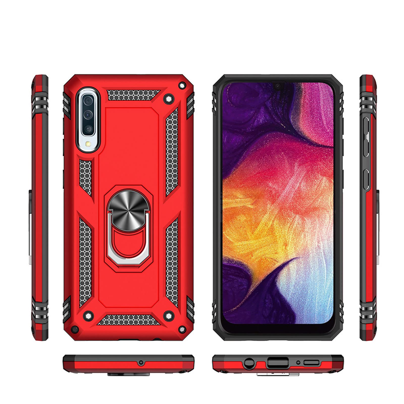 Kabury do Samsung A50/A70/A30S/A70E, wojskowe etui pancerne, wytrzymałe, ochronne, odporne na wstrząsy, z uchwytem pierścieniowym, niebieskie, A50