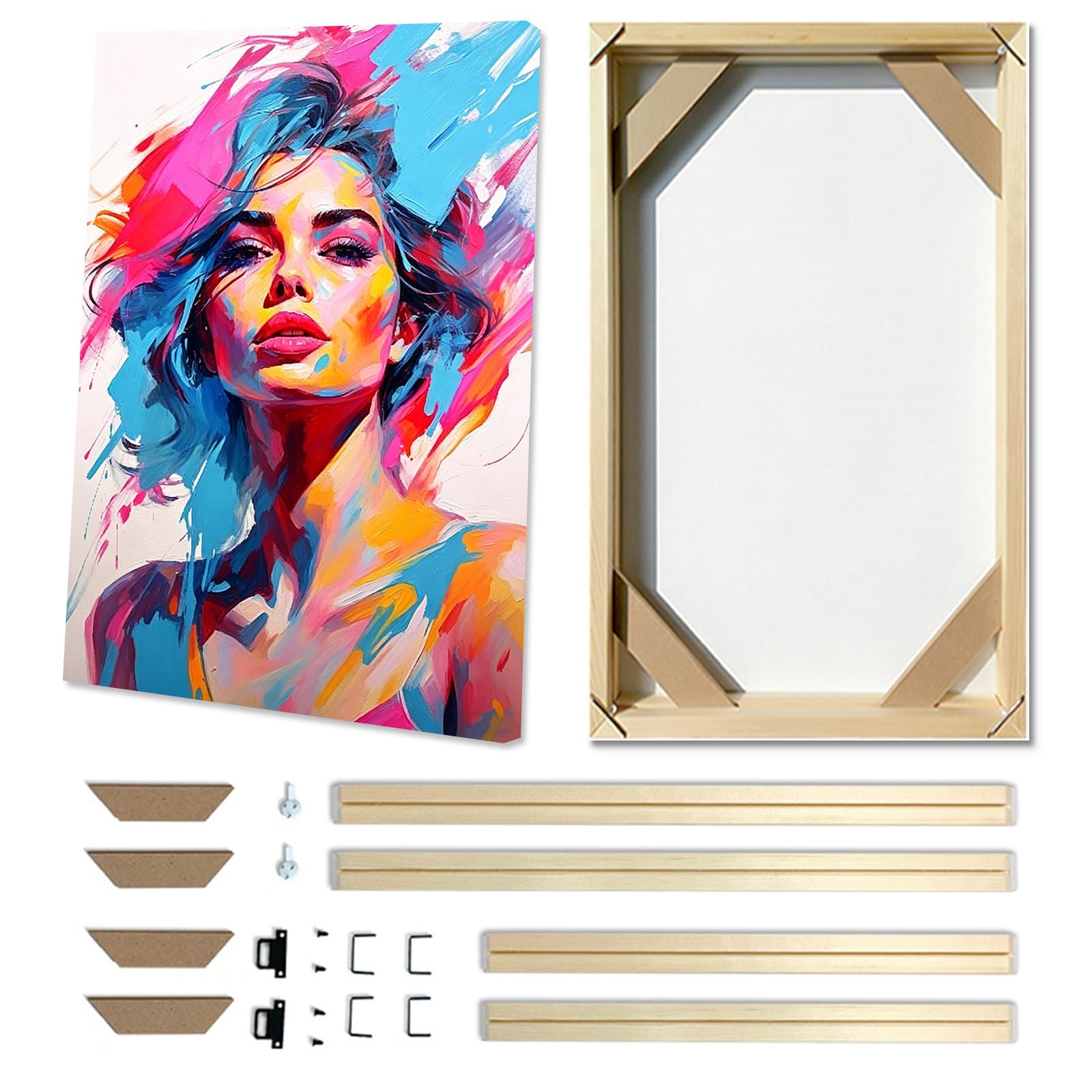 55x55 cm Canvas Frame for 60x60cm Canvas,Stretcher Bars DIY Solid Wooden Picture Frames Kit for Oil Painting,Diamond Painting,Posters,Wall Art Multiple Sizes with Self Assembly Kit
