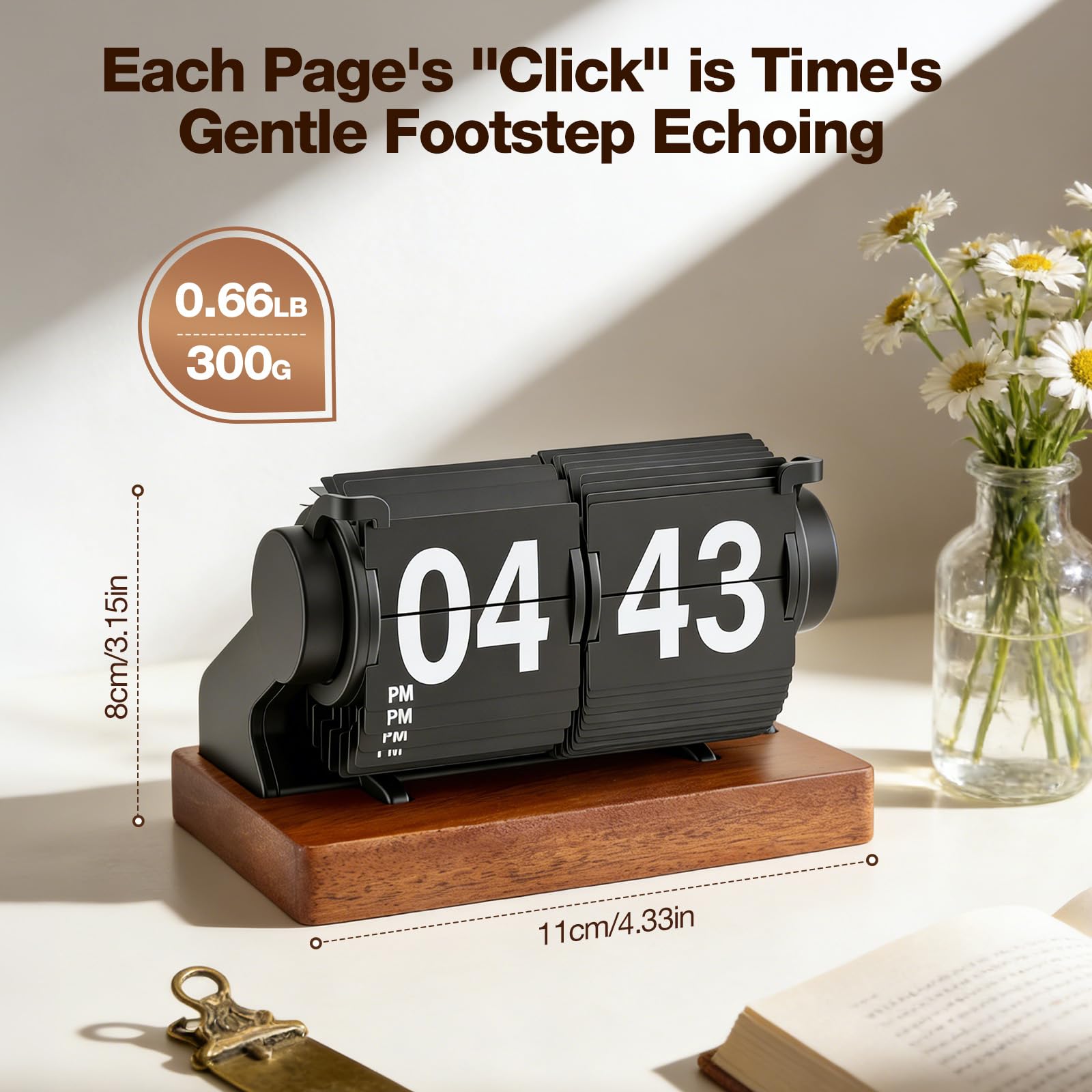 Reloj retro con tapa digital giratorio automático a pilas de madera para escritorio decoración hogar oficina