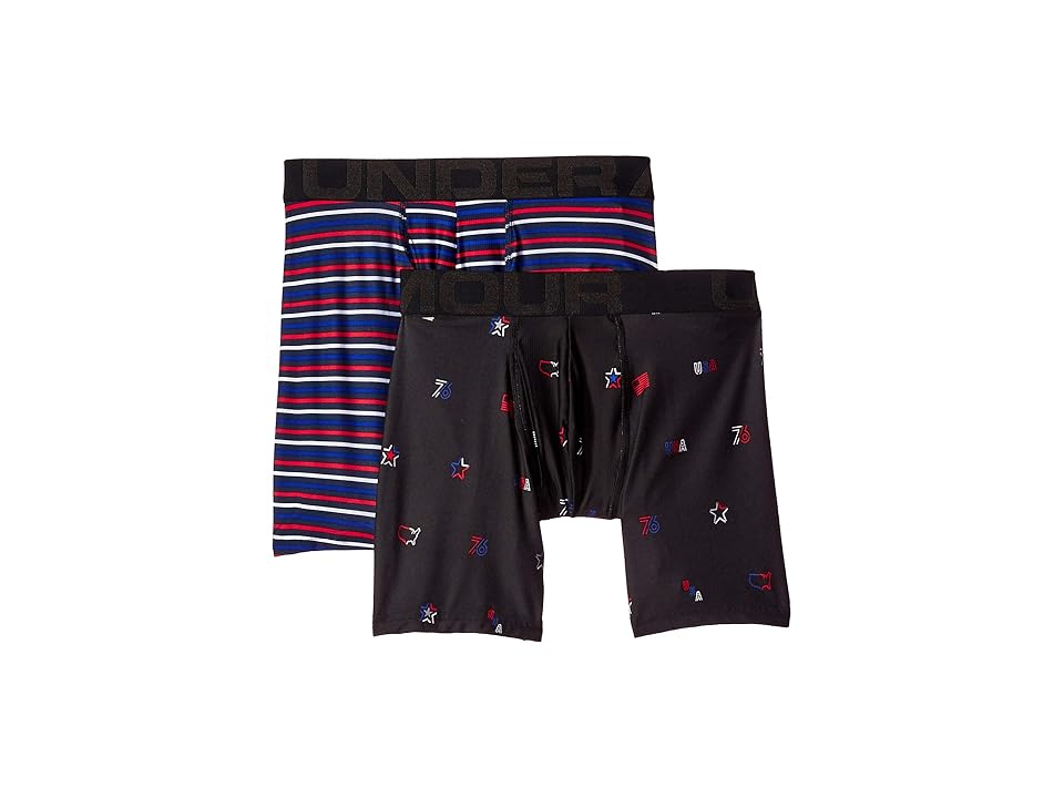 

Under Armour Tech 6 Boxerjock(r) 2-Pack Novelty (Academy/Academy (USA Stripe/USA Critter)) Men's Underwear, Blue