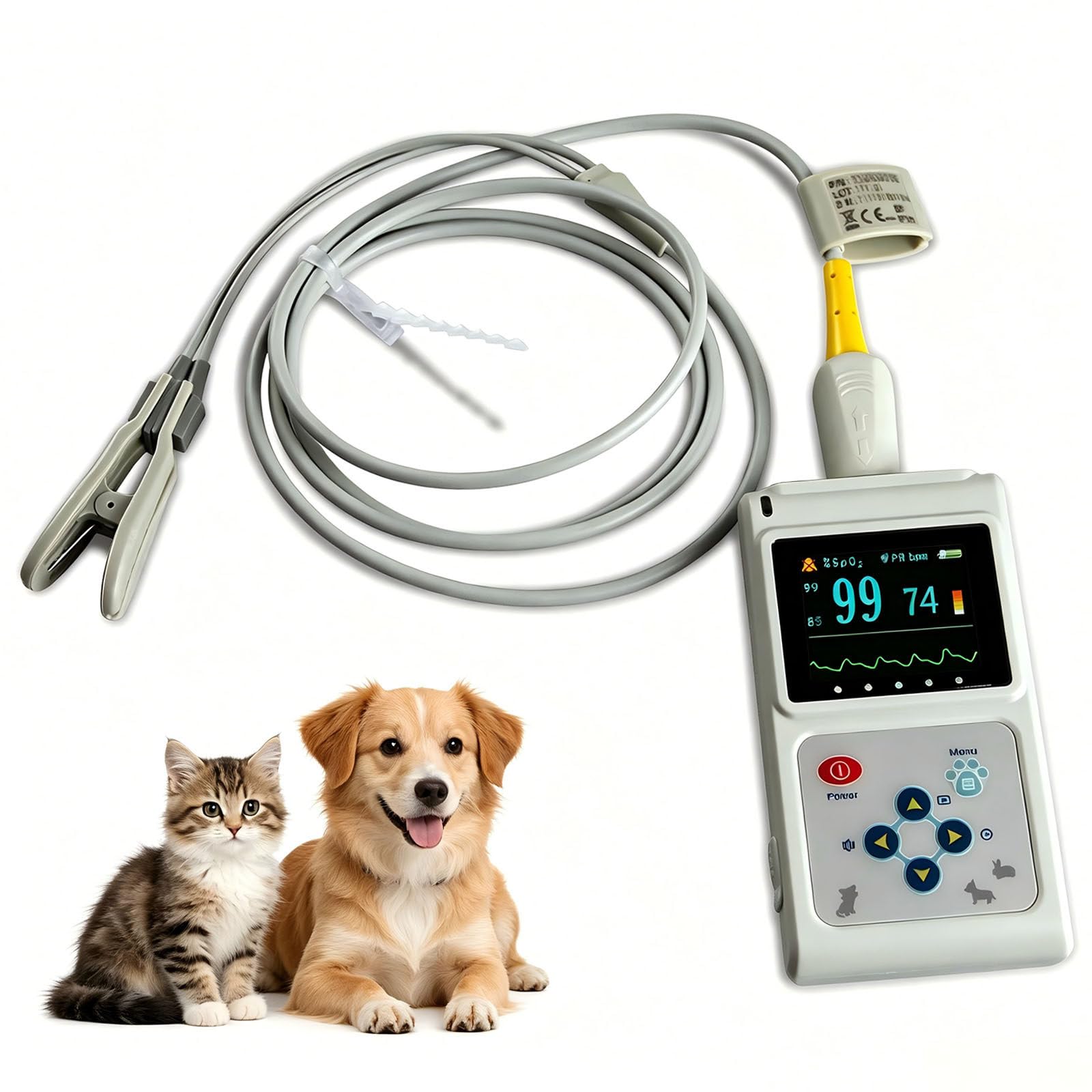 Handliches Spo₂-Monitor Für Haustiere, Misst Blutsauerstoff Und Herzfrequenz Mit Ohr-/Zungensensor, Speicher- Und Wiedergabefunktion, Für Zuhause Und Tierkliniken
