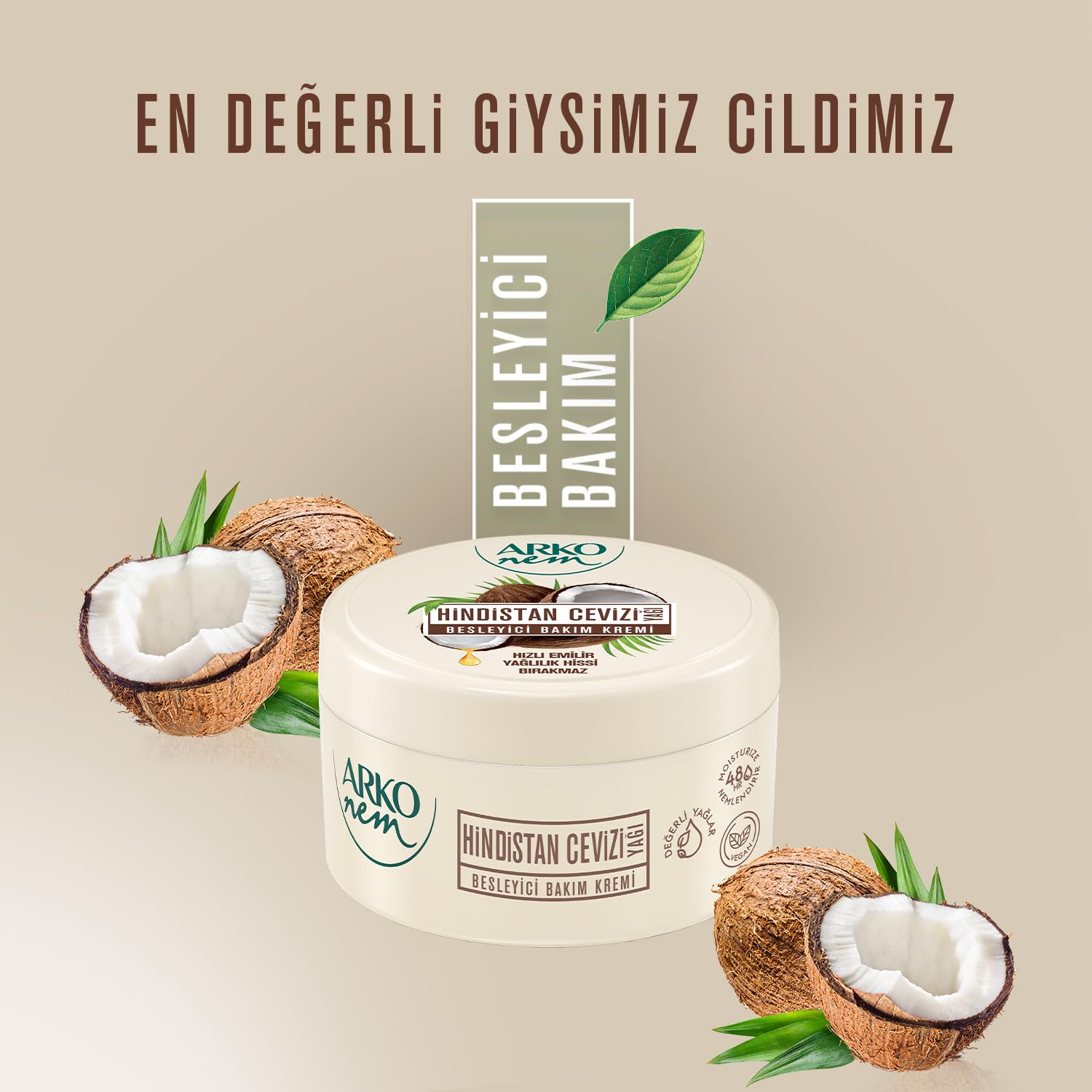 Arko Nem Besleyici Bakım Kremi Hindistan Cevizi 2x250 Ml