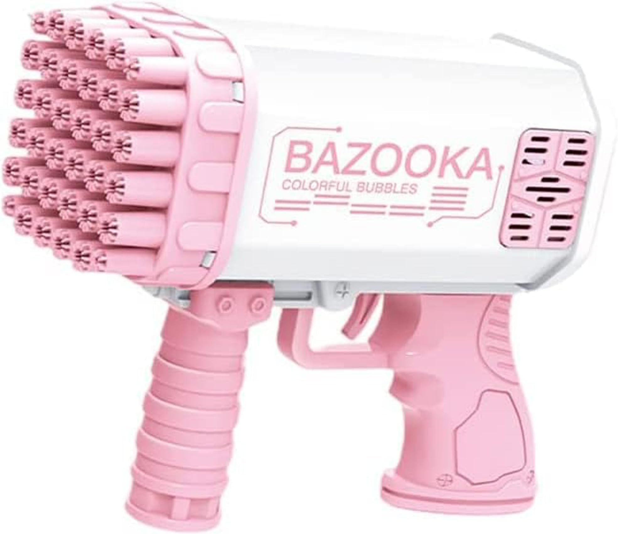 Versa-Mart 36 Holes Bazooka Bubble Gun, Bubble Machine Gun with Bubble Solution, Bubble Blower for Age 3+ Girls Boys & Adults, Bubble Blaster Toy for Indoor & Outdoor Birthday Party, Wedding. (Pink)