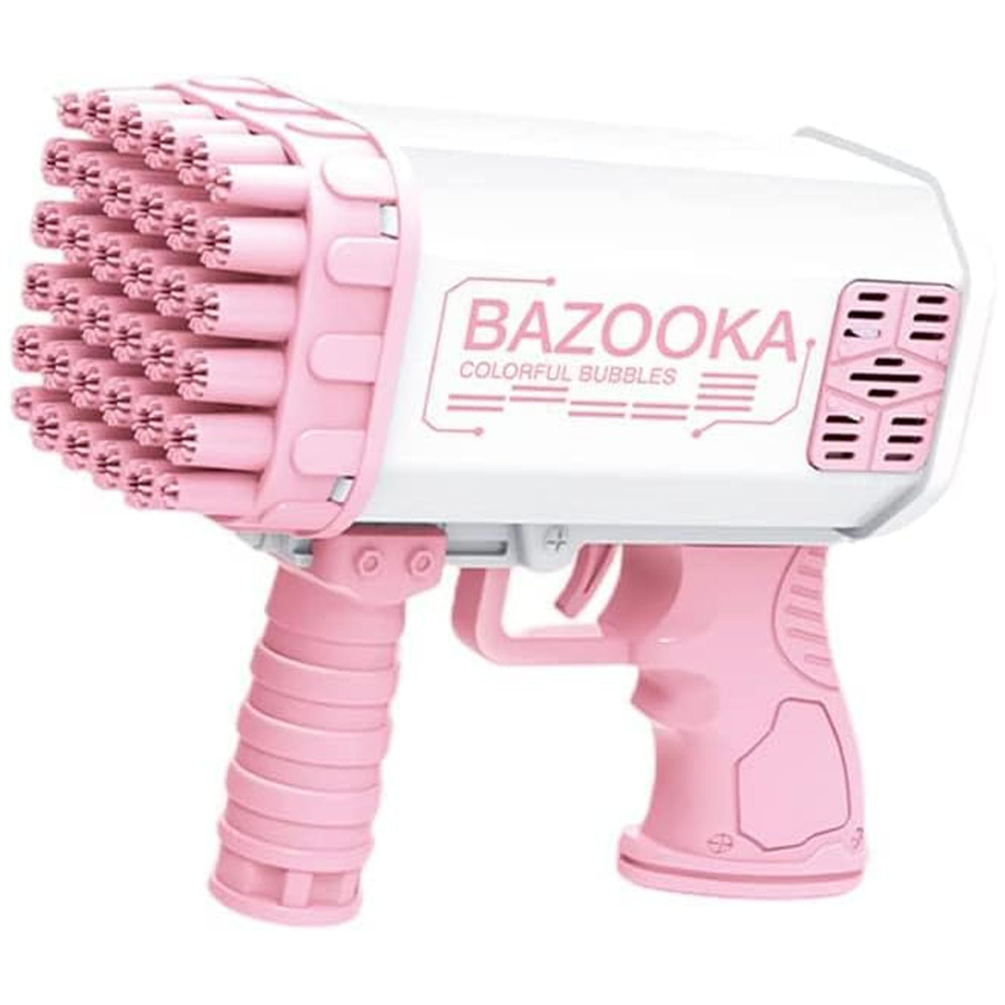 Versa-Mart 36 Holes Bazooka Bubble Gun, Bubble Machine Gun with Bubble Solution, Bubble Blower for Age 3+ Girls Boys & Adults, Bubble Blaster Toy for Indoor & Outdoor Birthday Party, Wedding. (Pink)