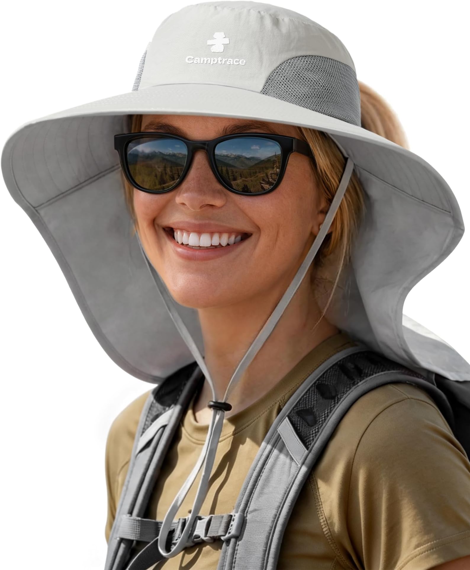 Camptrace Sun Hats for Women Men UPF 50+ UV Protection Wide Brim Hiking Fishing Hat with Neck Flap