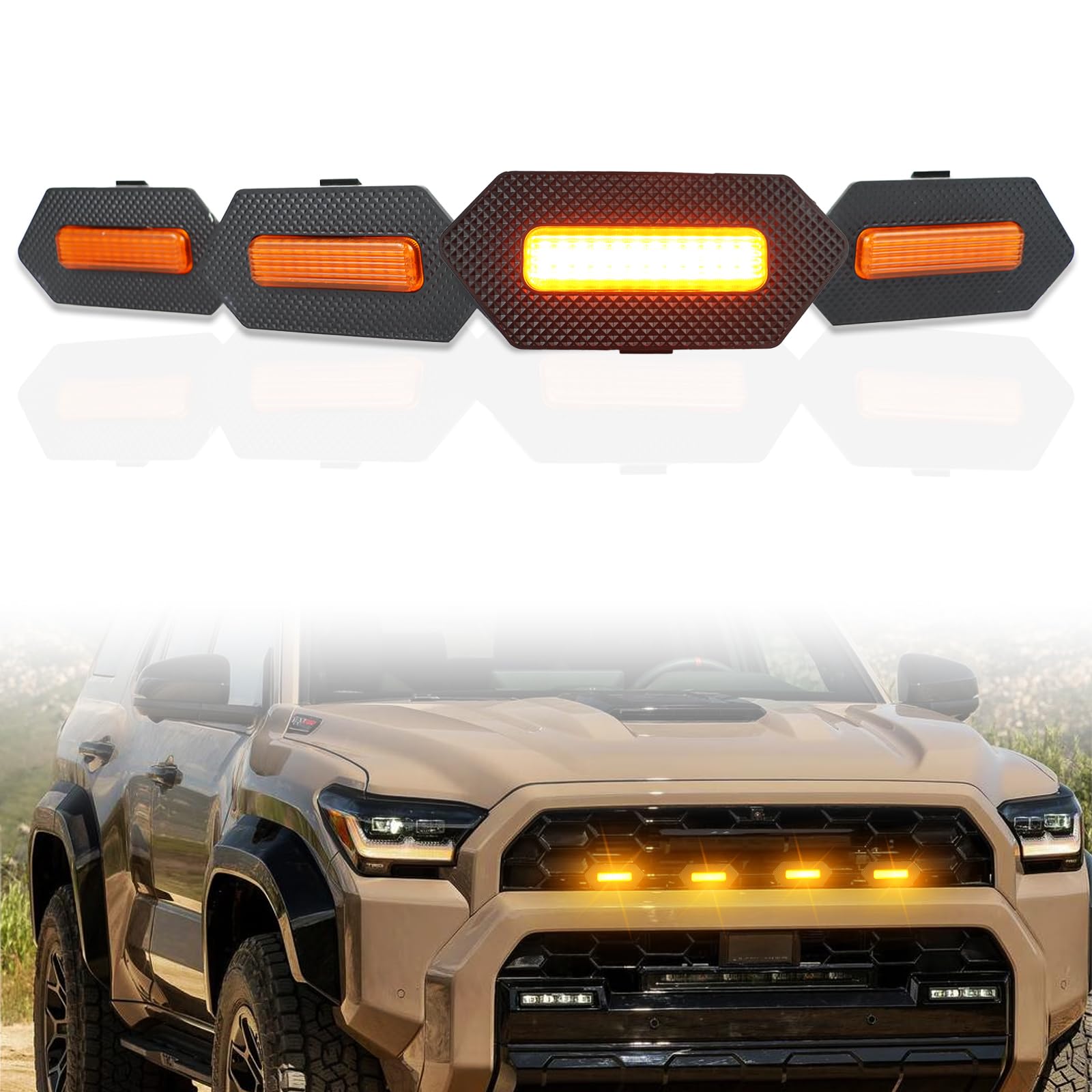Amazon.com: ZDEERAOTO 4pc Smoked Housing Amber LED Front Centra