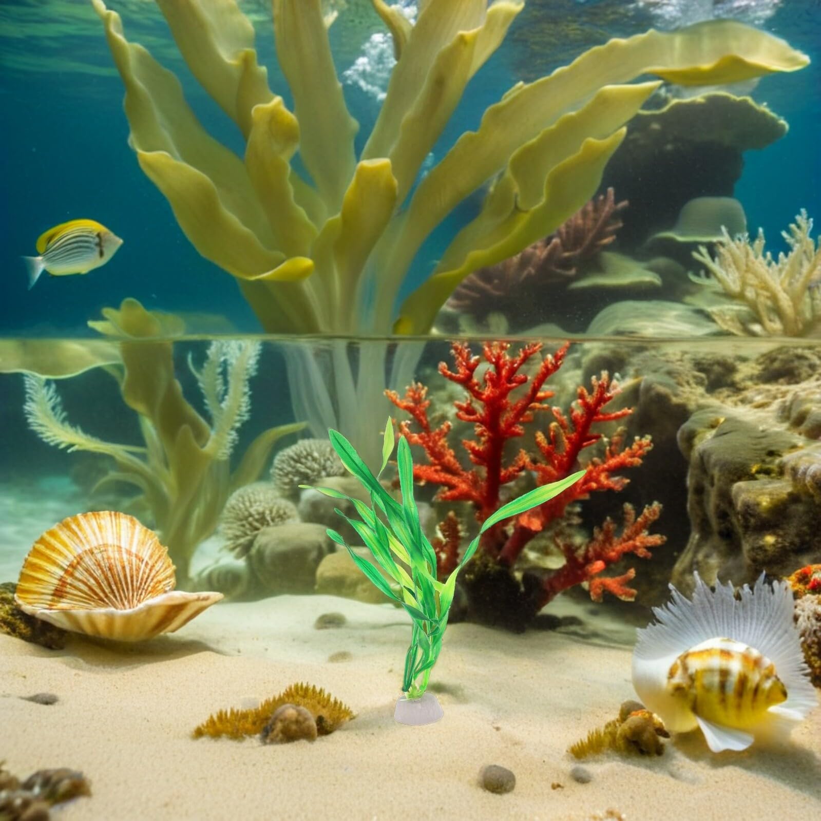 Künstliche Aquariumpflanzen 30 Stück 20cm Kunststoff Wasserpflanzen mit Sockel Grün Aquariendekoration Süßwasser Aquarium Zubehör