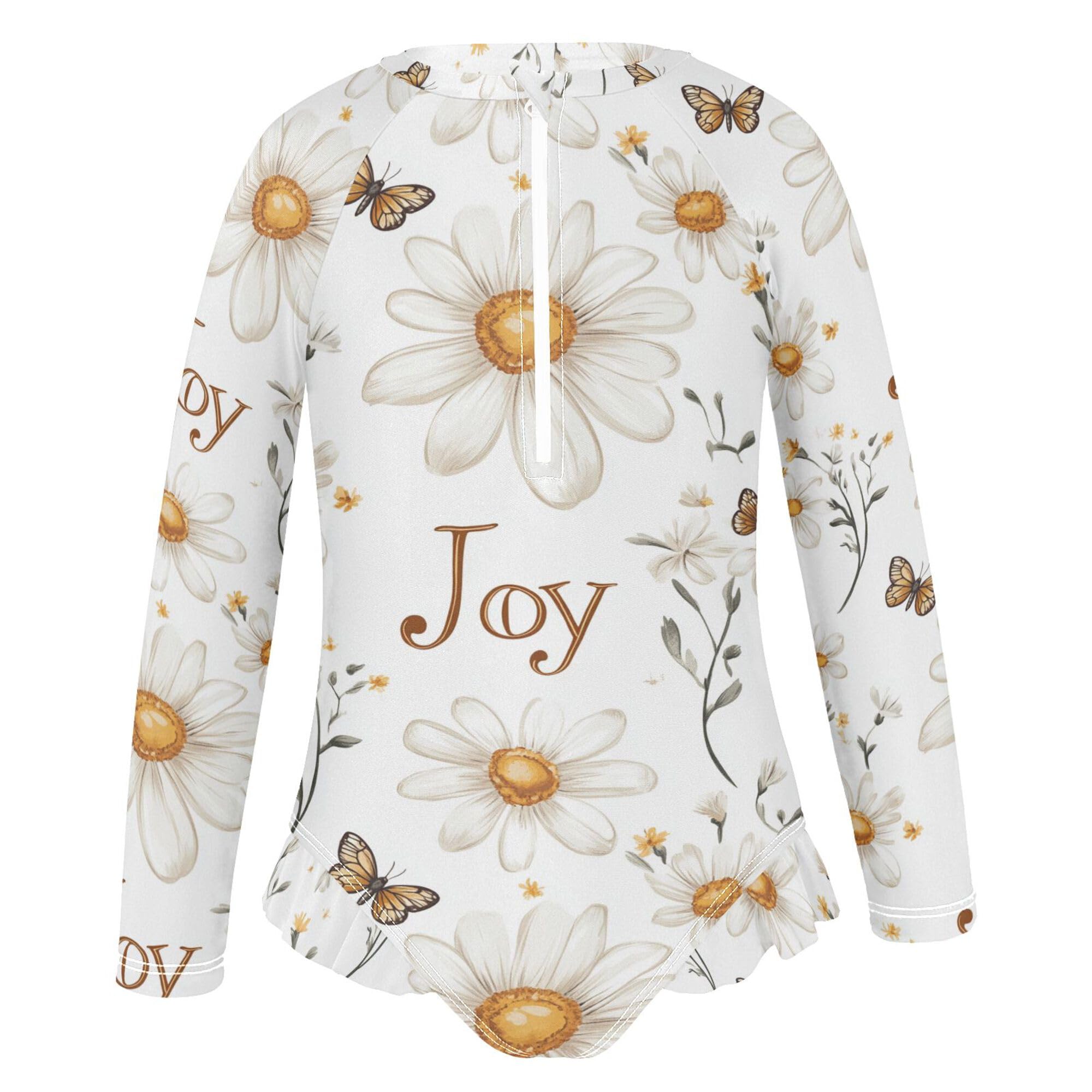 Rustic Daisy White Girls Swimsuit 1 Piece Elastic Baby Girls Bikini Swimsuit Set Cute Swimsuits for Bathing 4T