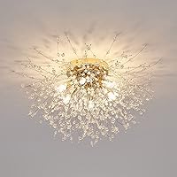 Vista 12 de Moderna lámpara de techo de cristal negro, mini lámpara de araña Sputnik de cristal de 4 luces, lámparas de techo semiempotradas para dormitorio