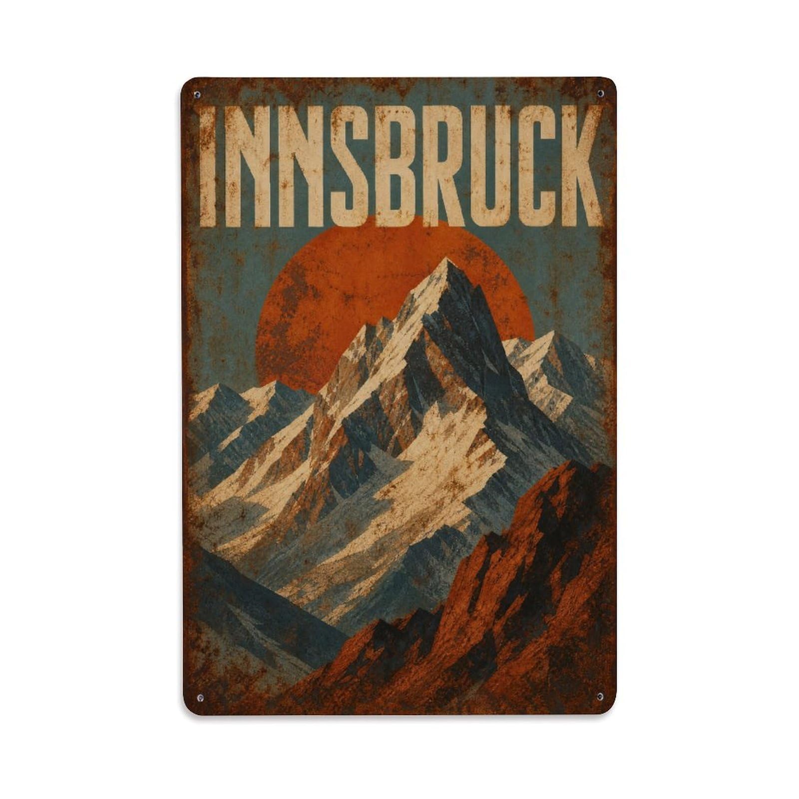 Huiyhb 8X12inch(20X30cm) Vintage Travel Innsbruck Peaks Vista Austria Metal Tin Sign