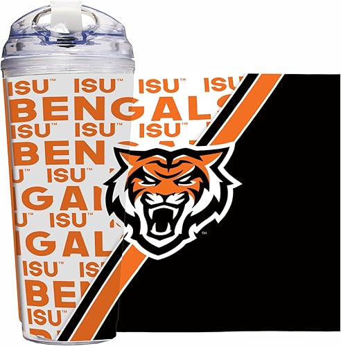 Miniatura 70 de Rico Industries NCAA - Vaso de acrílico estándar de 24 onzas con tapa con bisagras, vaso de doble pared con licencia oficial y popote