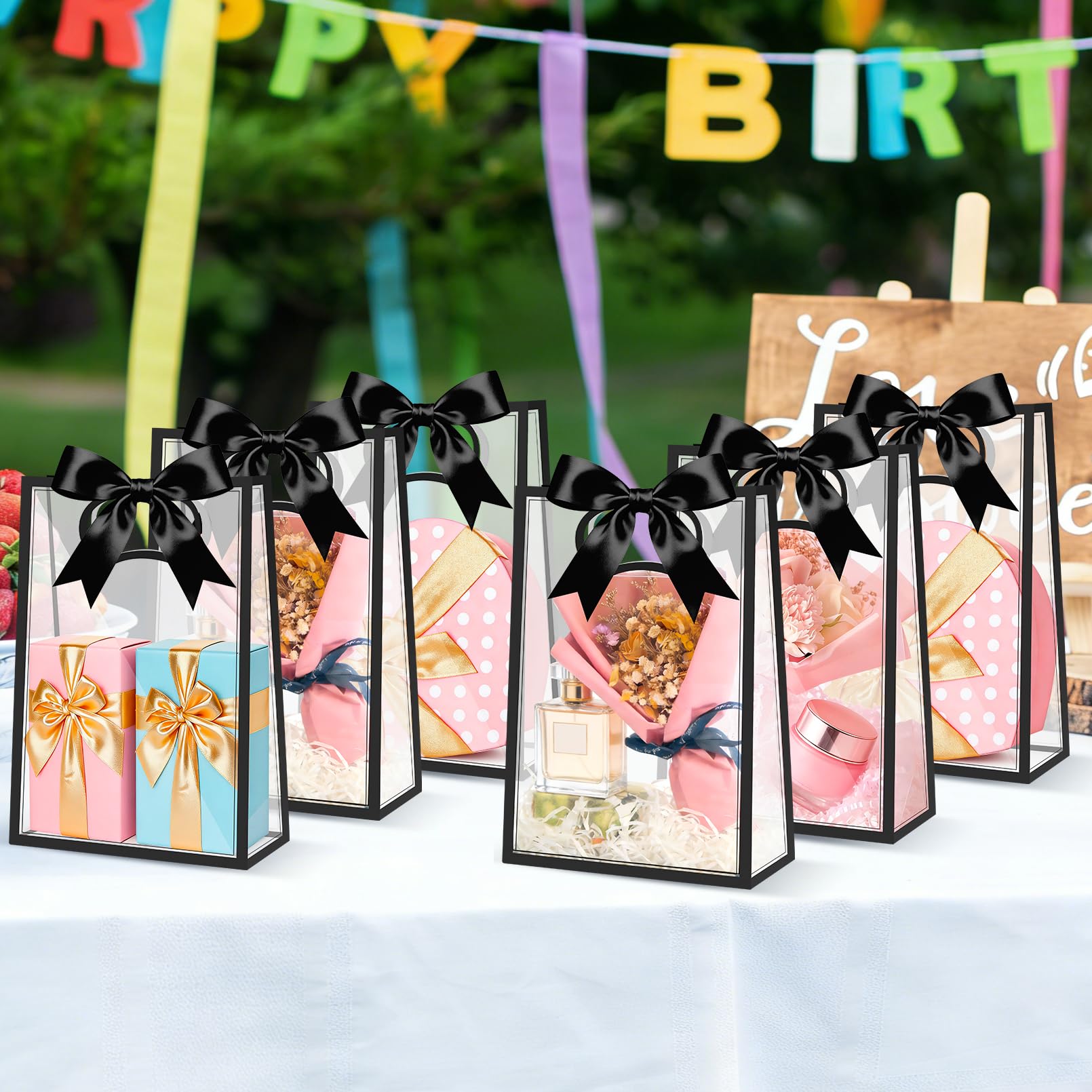EXTRAPINS 12 Stück Geschenkbeutel Tragetaschen Mit Henkel Schwarz 26 X 18Cm
