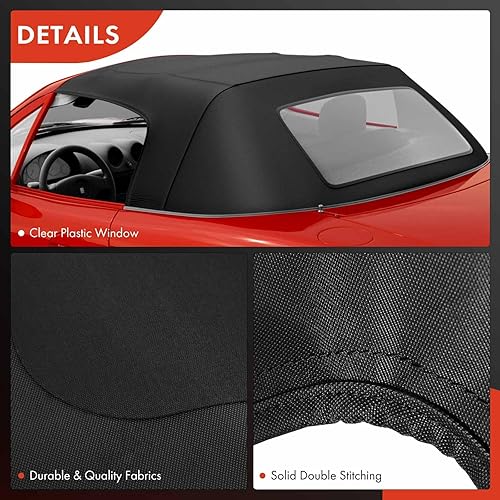 Miniatura 8 de A-Premium Tapa blanda convertible negra con ventana de plástico transparente compatible con Ford Mustang 1983 1984 1985 1986 1987 1988 1989 1990