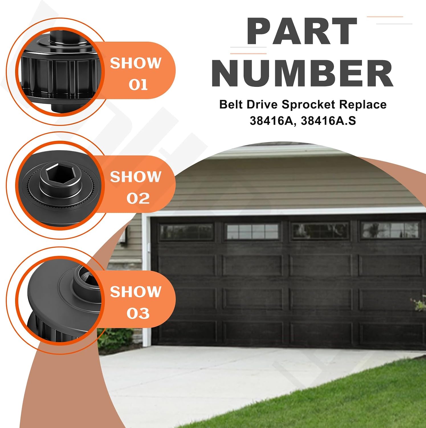 Belt Drive Sprocket for Garage Door Opener 1024 1042 2024 2042 | Compatible with ReliaG 600 and ReliaG 800, Replace 38416A 38416A.S